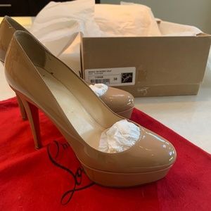 Christian Louboutin Bianco Patent in Nude - Size 3
